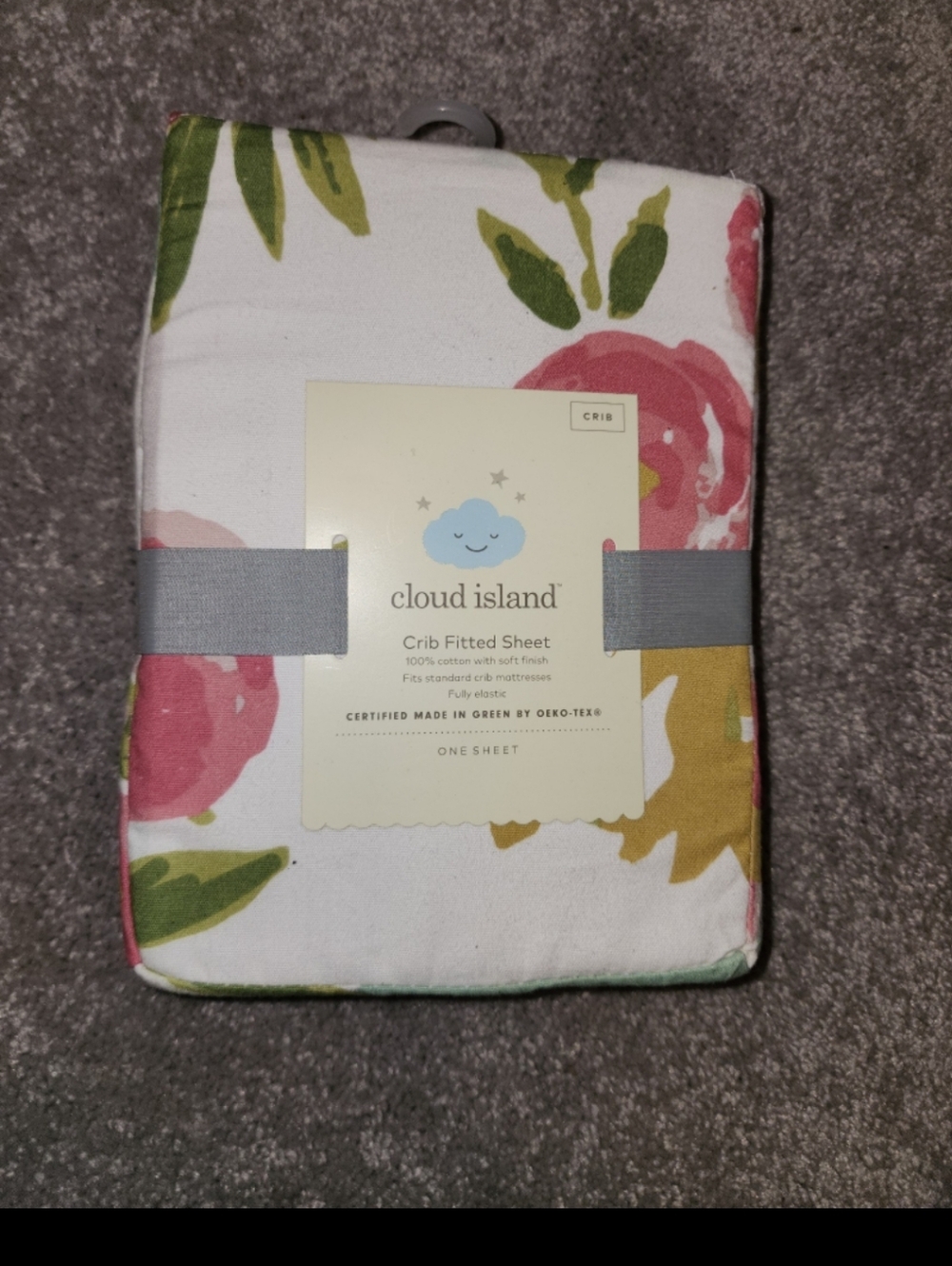 Cloud island floral printed crib sized fitted sheet